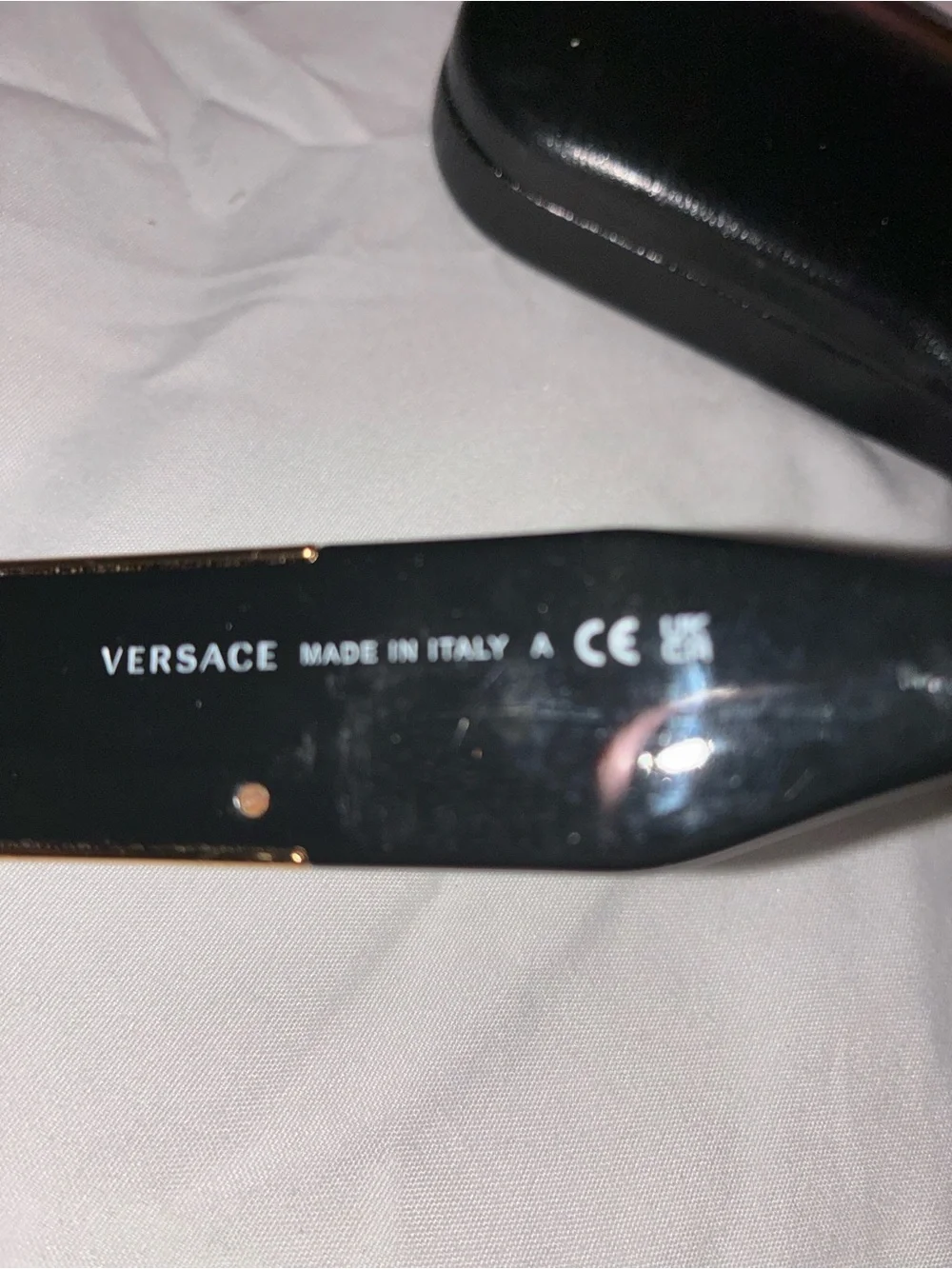 Versace Black Sunglasses with Gold Medusa Plaque and Brown Lenses